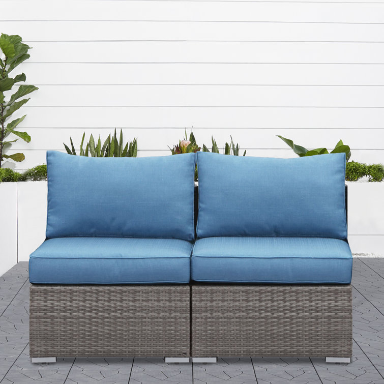 Ebern Designs Prestwick 60'' Wide Outdoor Wicker Loveseat with Cushions & Reviews Wayfair